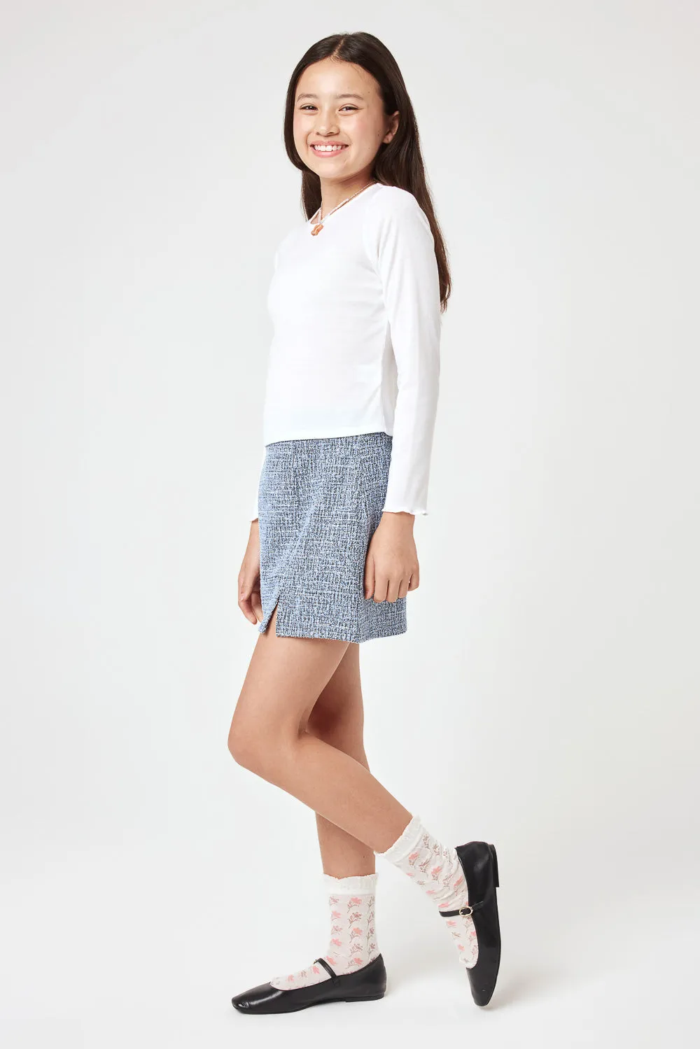 Kids Blue Boucle Skirt