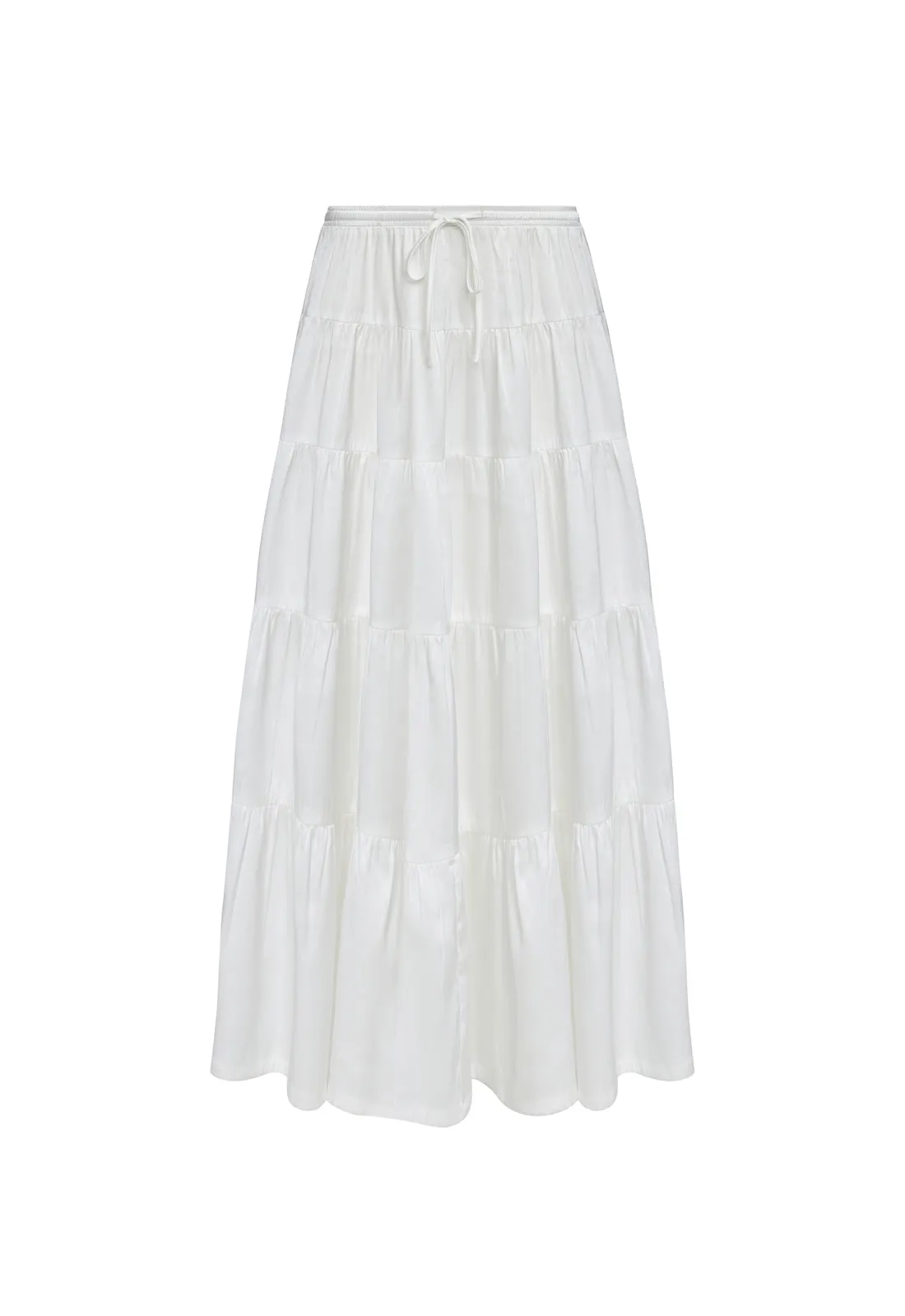 KIERA TIERED SKIRT - PORCELAIN