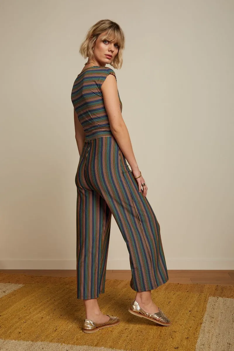 King Louie Lot midi jumpsuit mariani stripe black