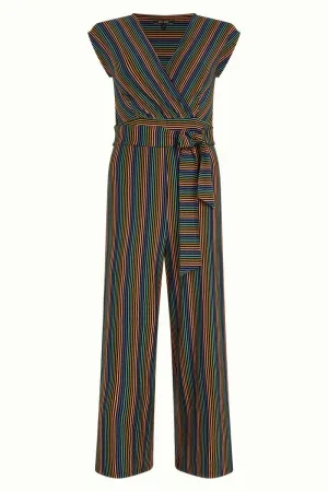 King Louie Lot midi jumpsuit mariani stripe black