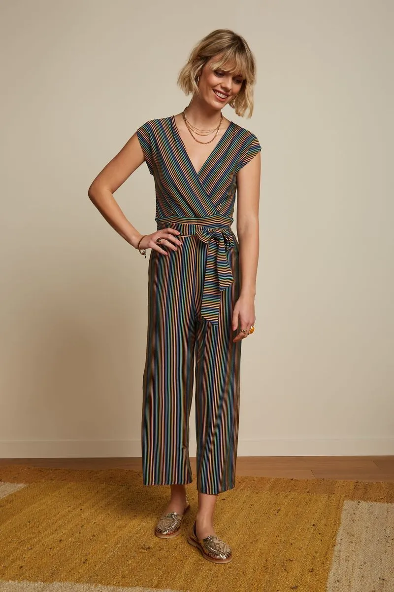 King Louie Lot midi jumpsuit mariani stripe black