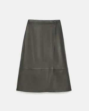 Lamb leather panel skirt