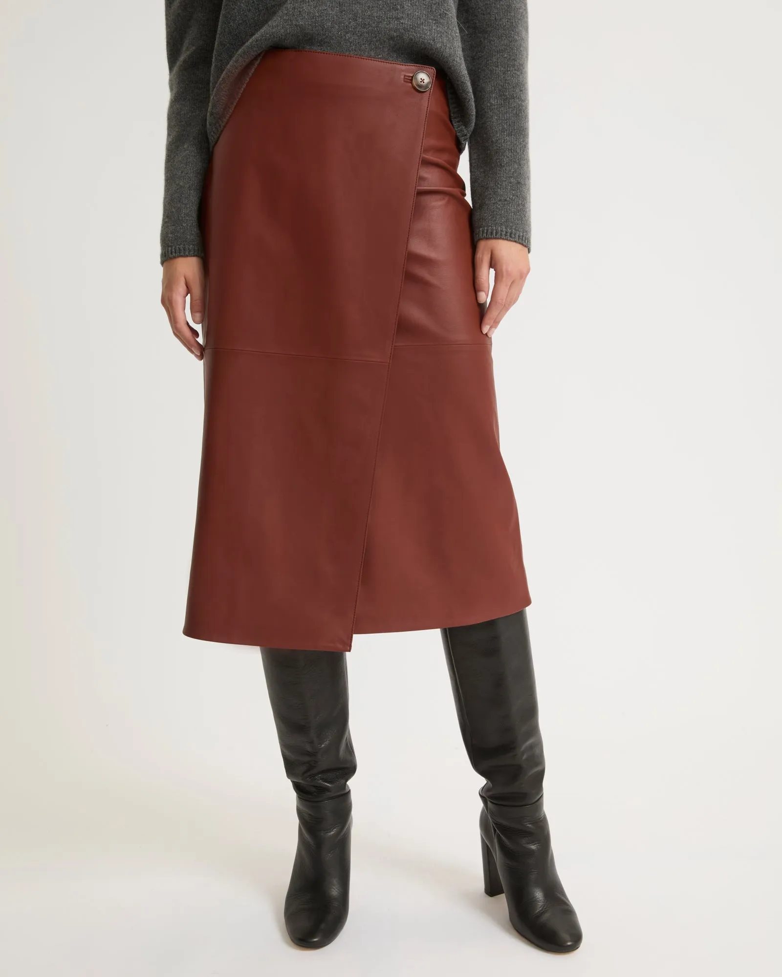 Lamb leather wrap skirt