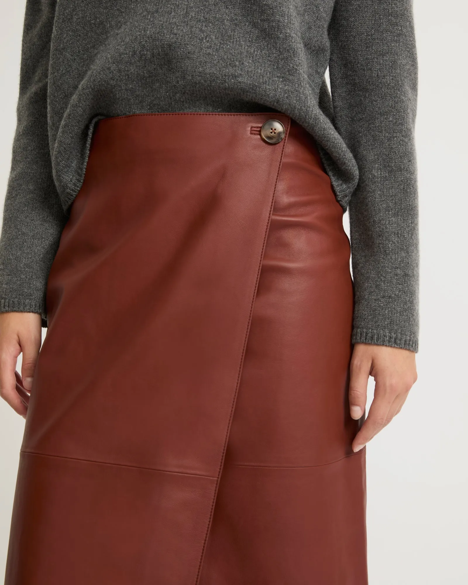 Lamb leather wrap skirt