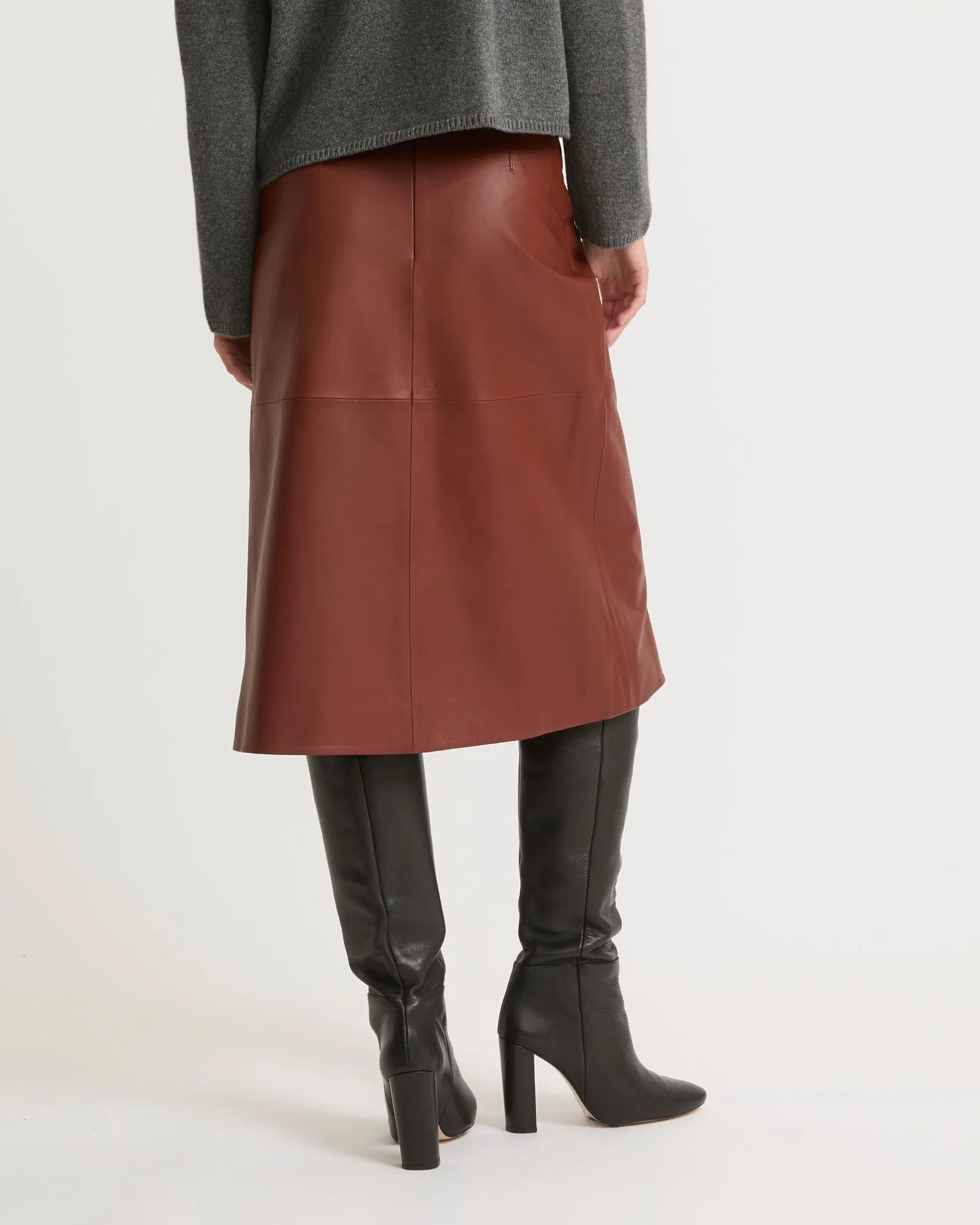 Lamb leather wrap skirt