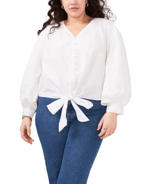 Layla Tie Front Button Down | Ultra White