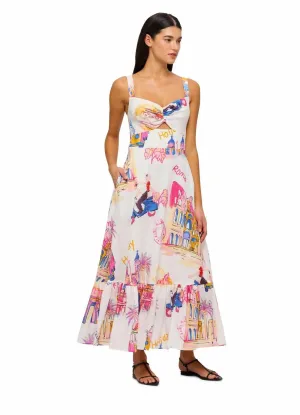 Leo Lin Lexi Ruched Bust Midi Dress in Fiesta