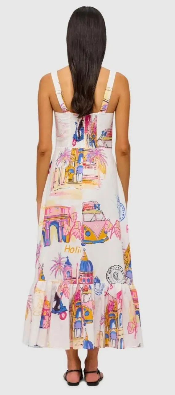 Leo Lin Lexi Ruched Bust Midi Dress in Fiesta