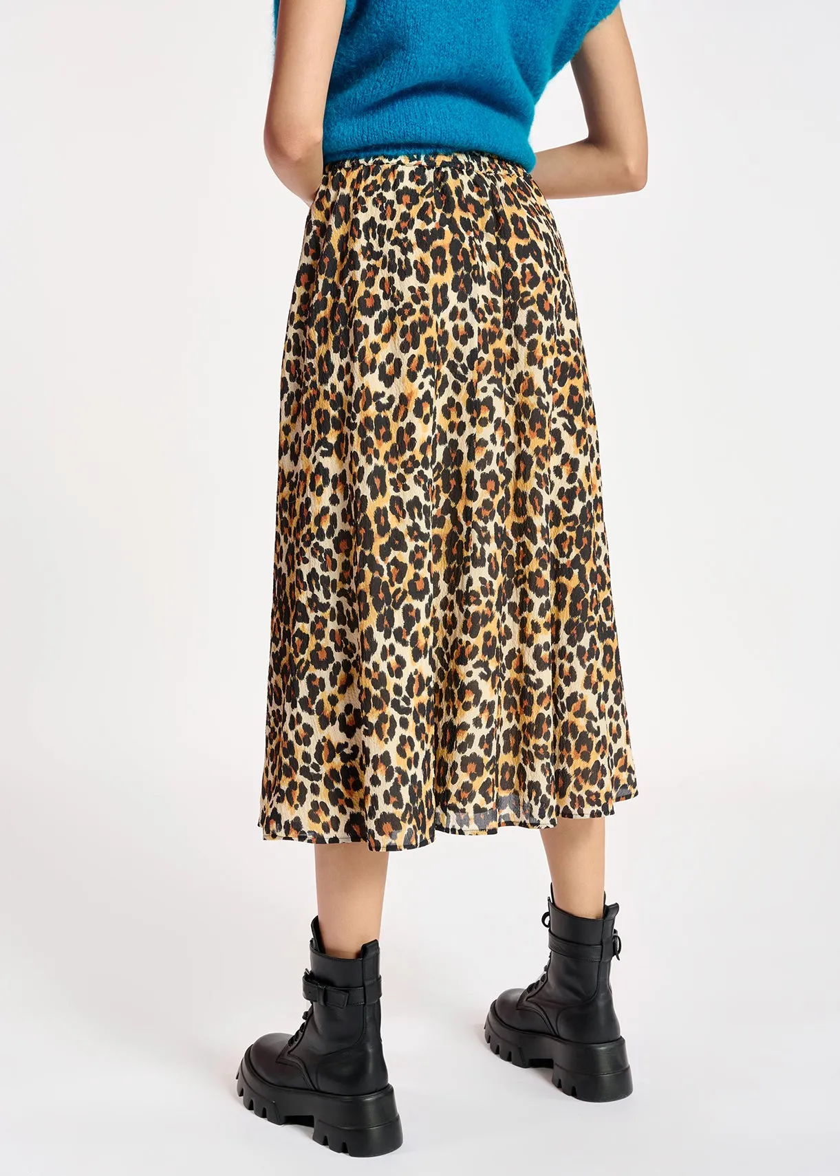 Leopard-print midi skirt