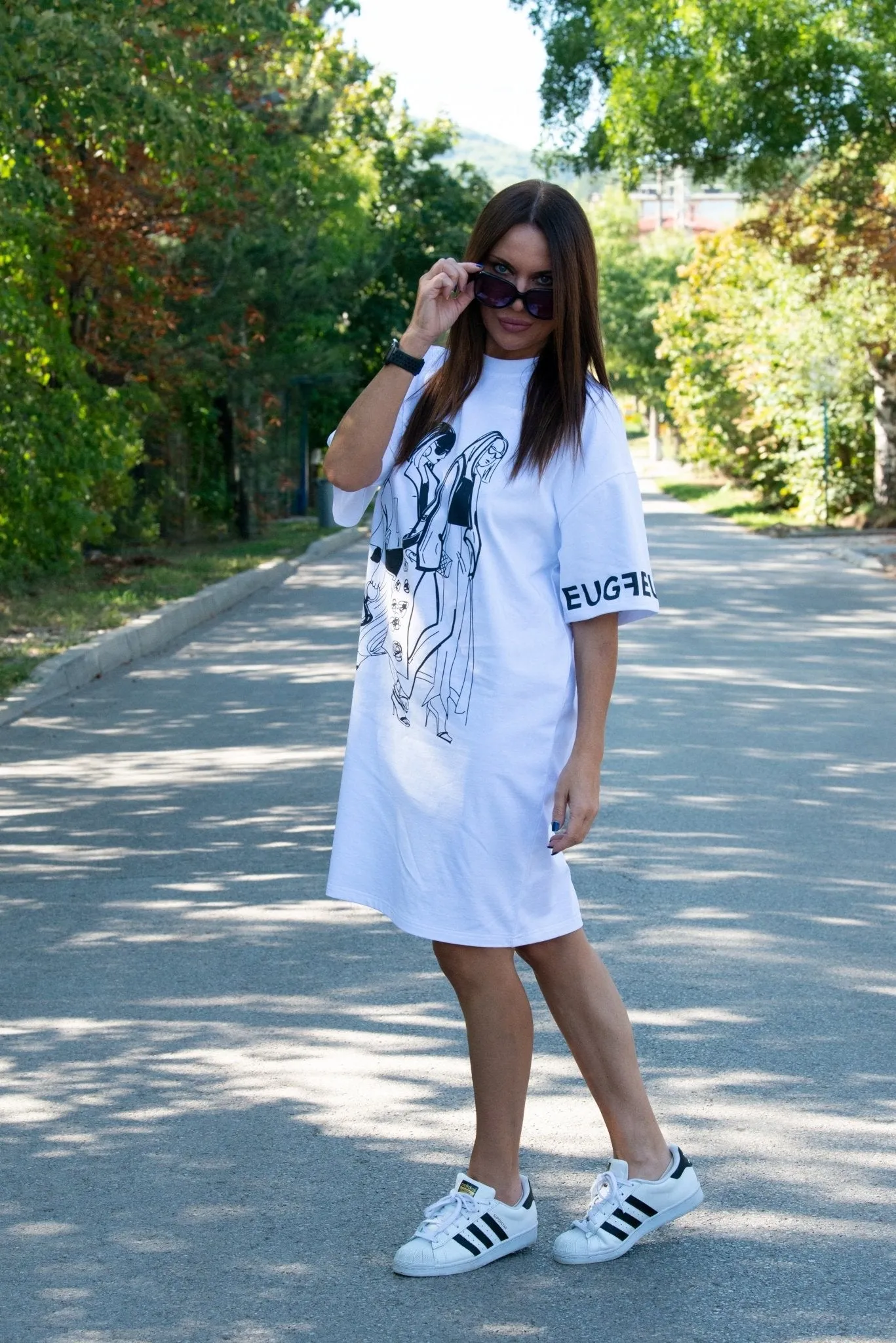 LEYLA White Woman Print Dress