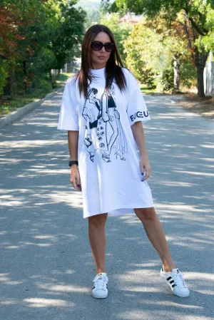 LEYLA White Woman Print Dress