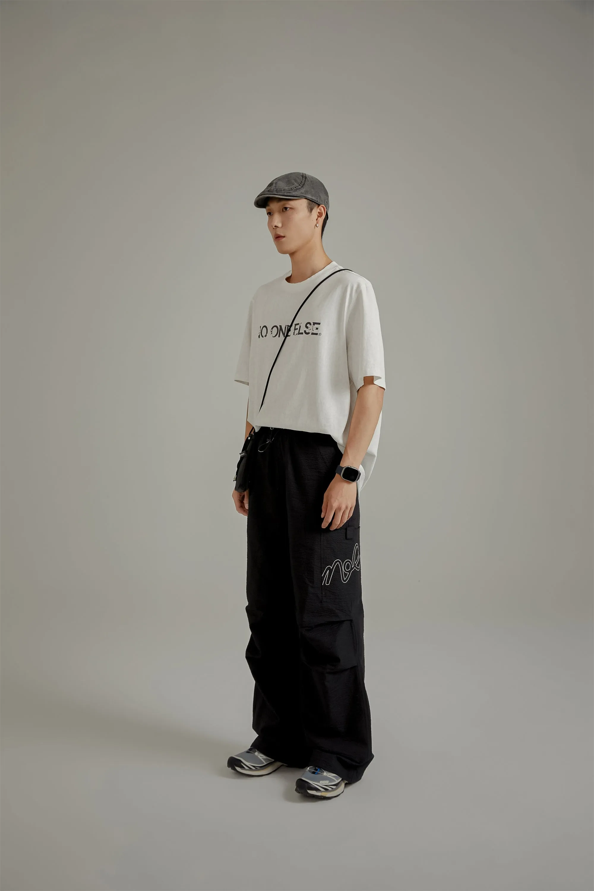 Logo High Waist Drawstring Casual Pants