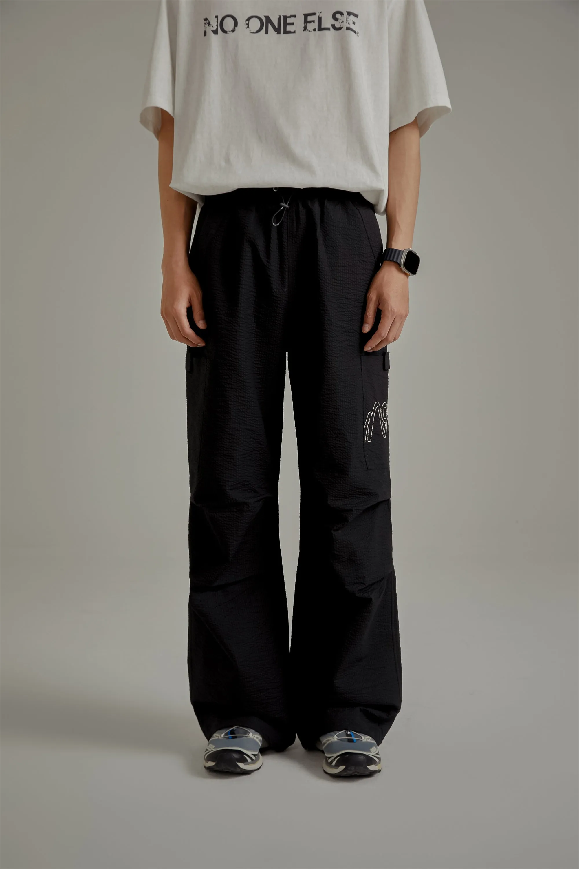 Logo High Waist Drawstring Casual Pants