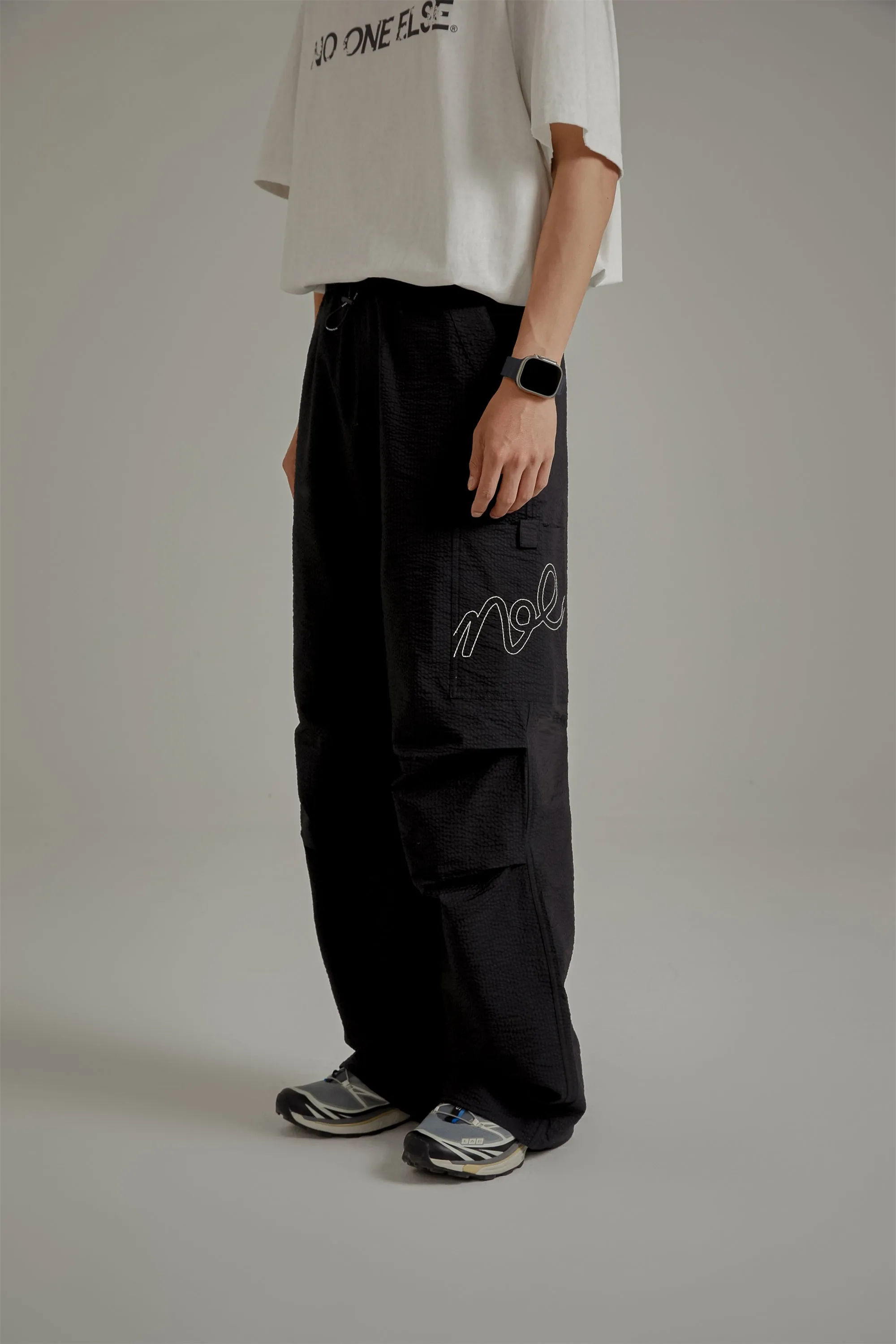 Logo High Waist Drawstring Casual Pants