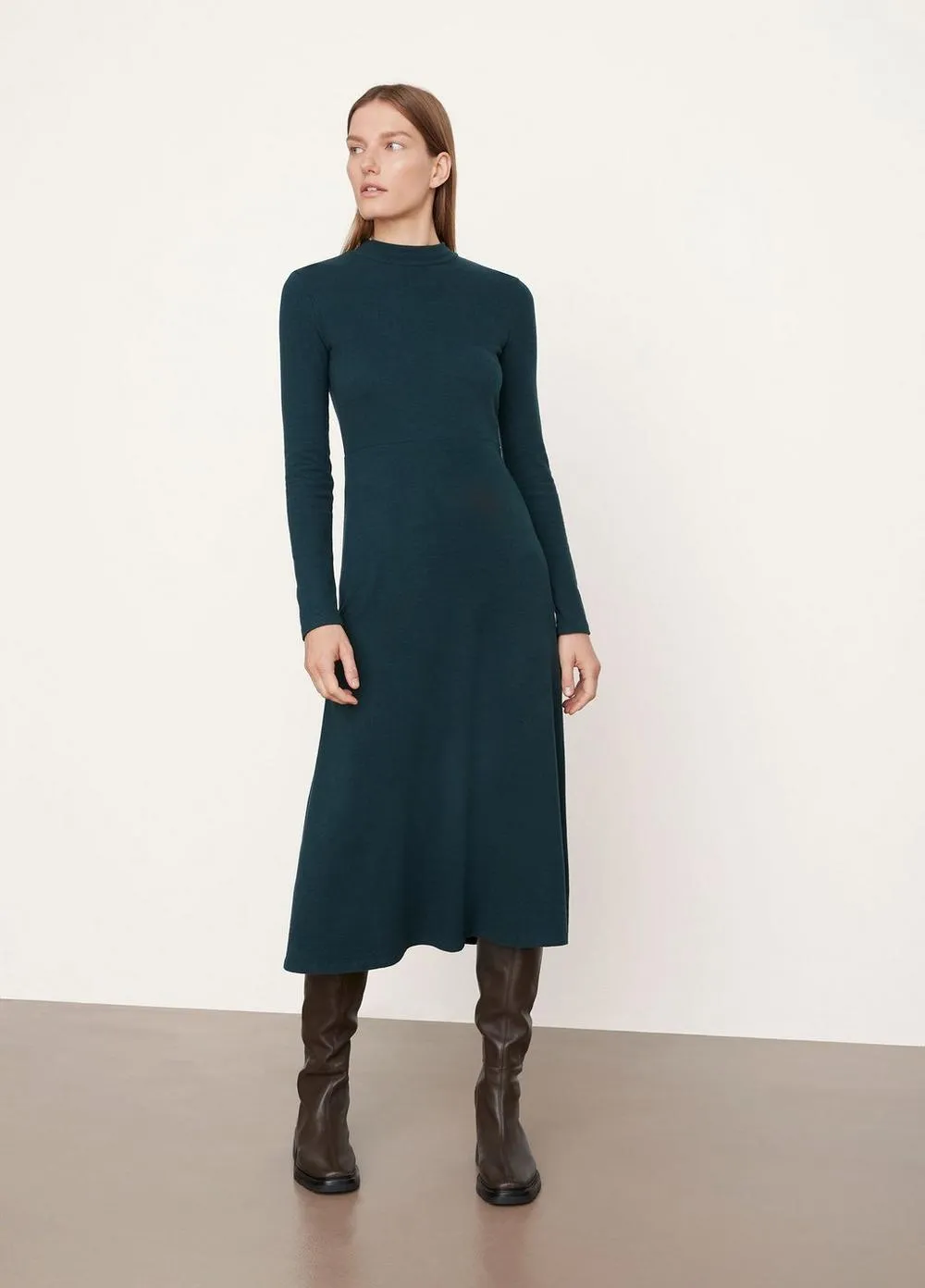 Long Sleeve Mock Neck Dress in Azure Onyx