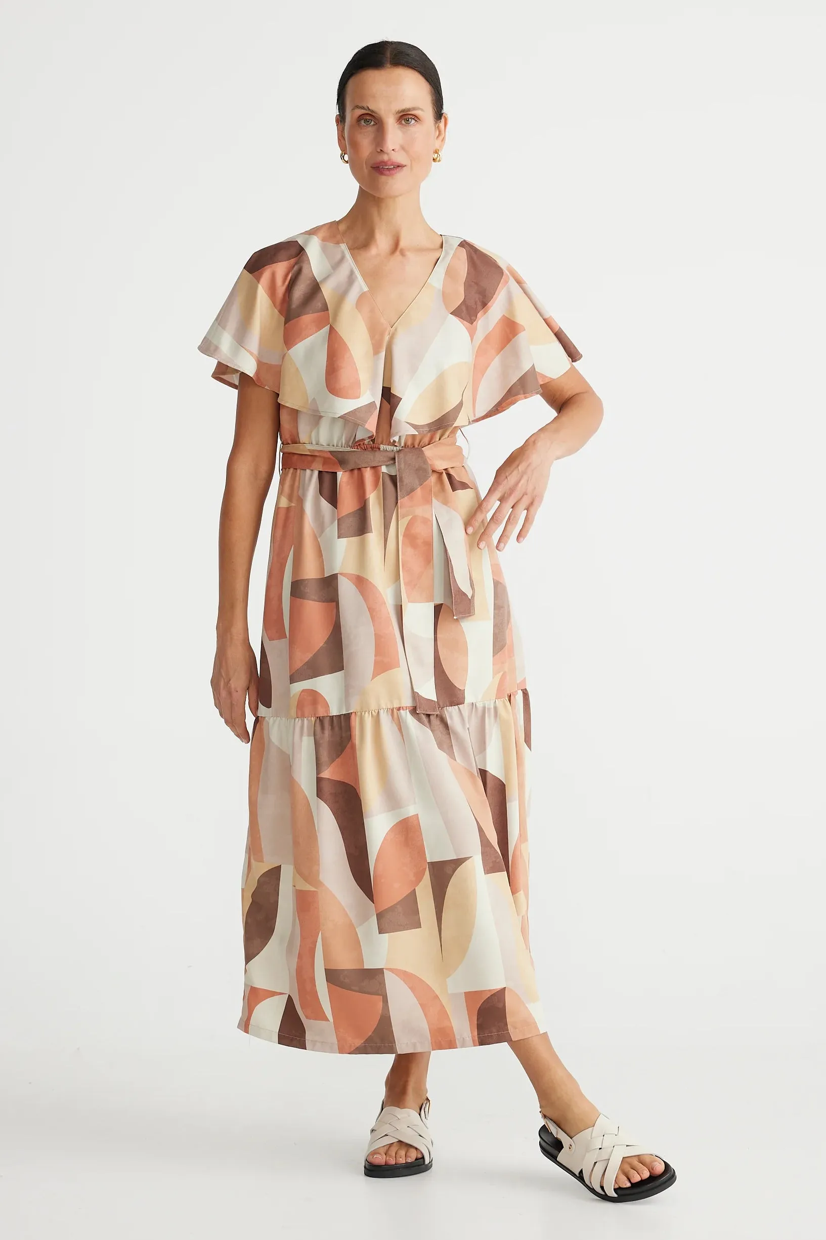 Longway Home Dress in Earth Abstract