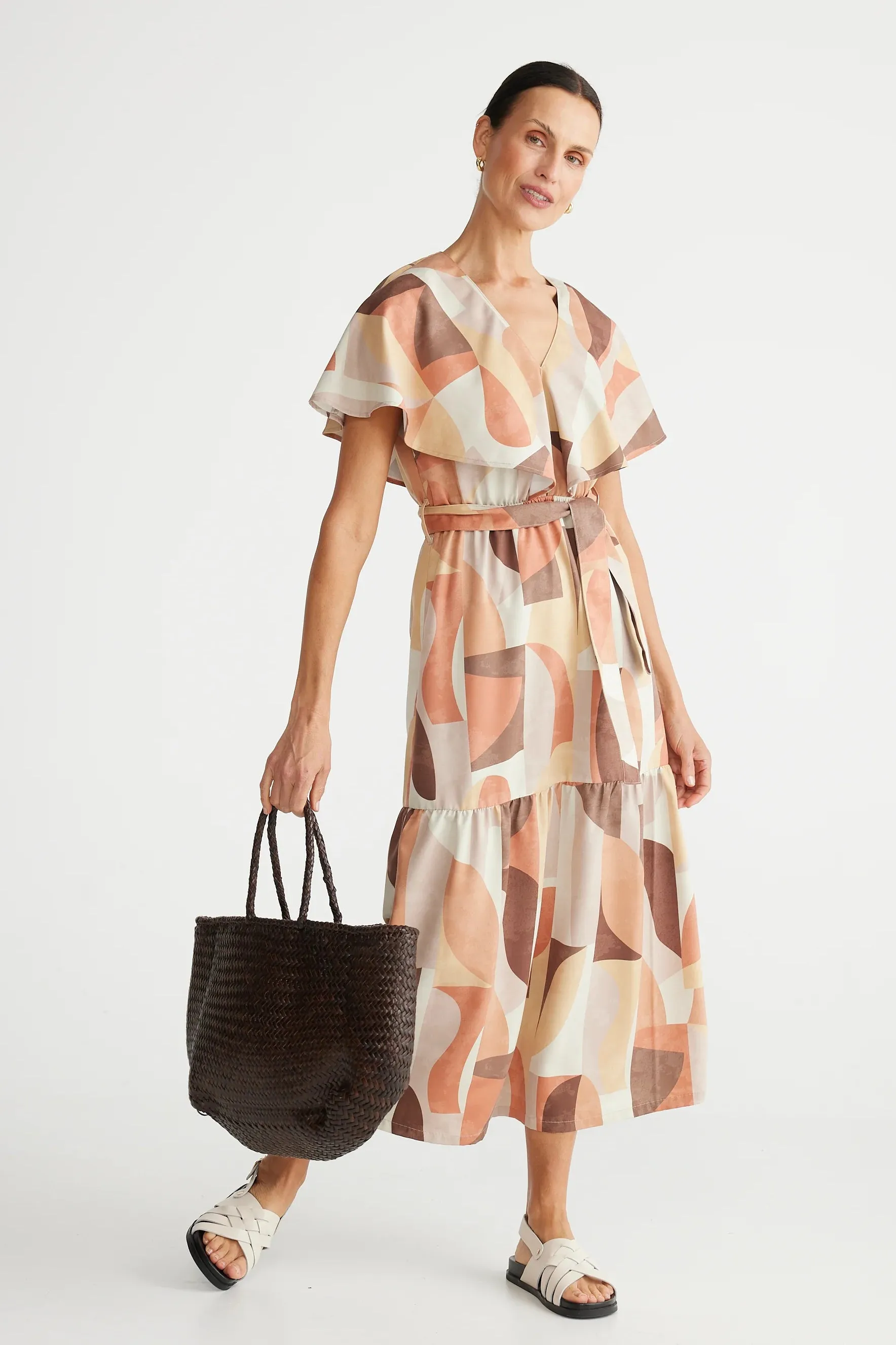 Longway Home Dress in Earth Abstract