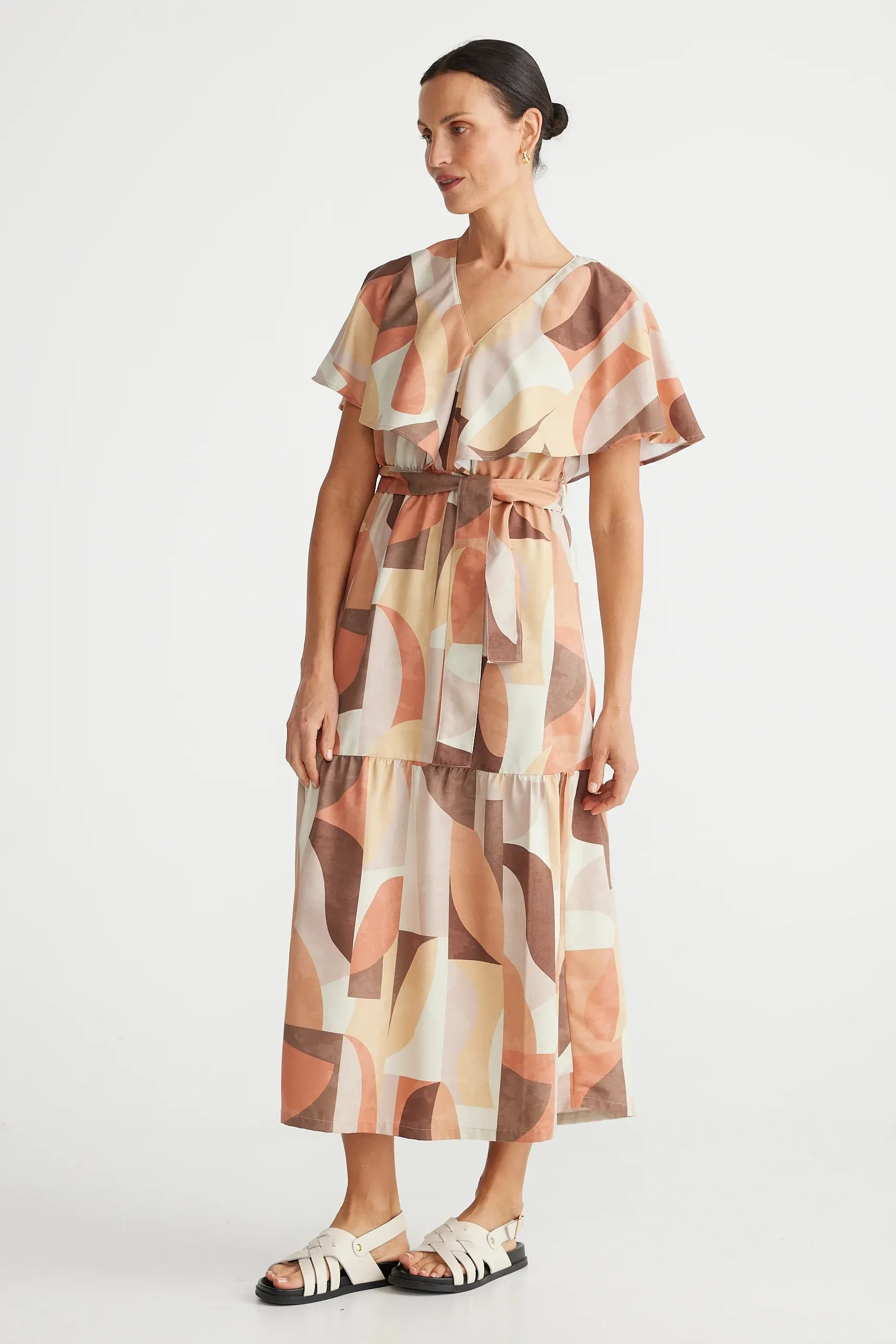 Longway Home Dress in Earth Abstract