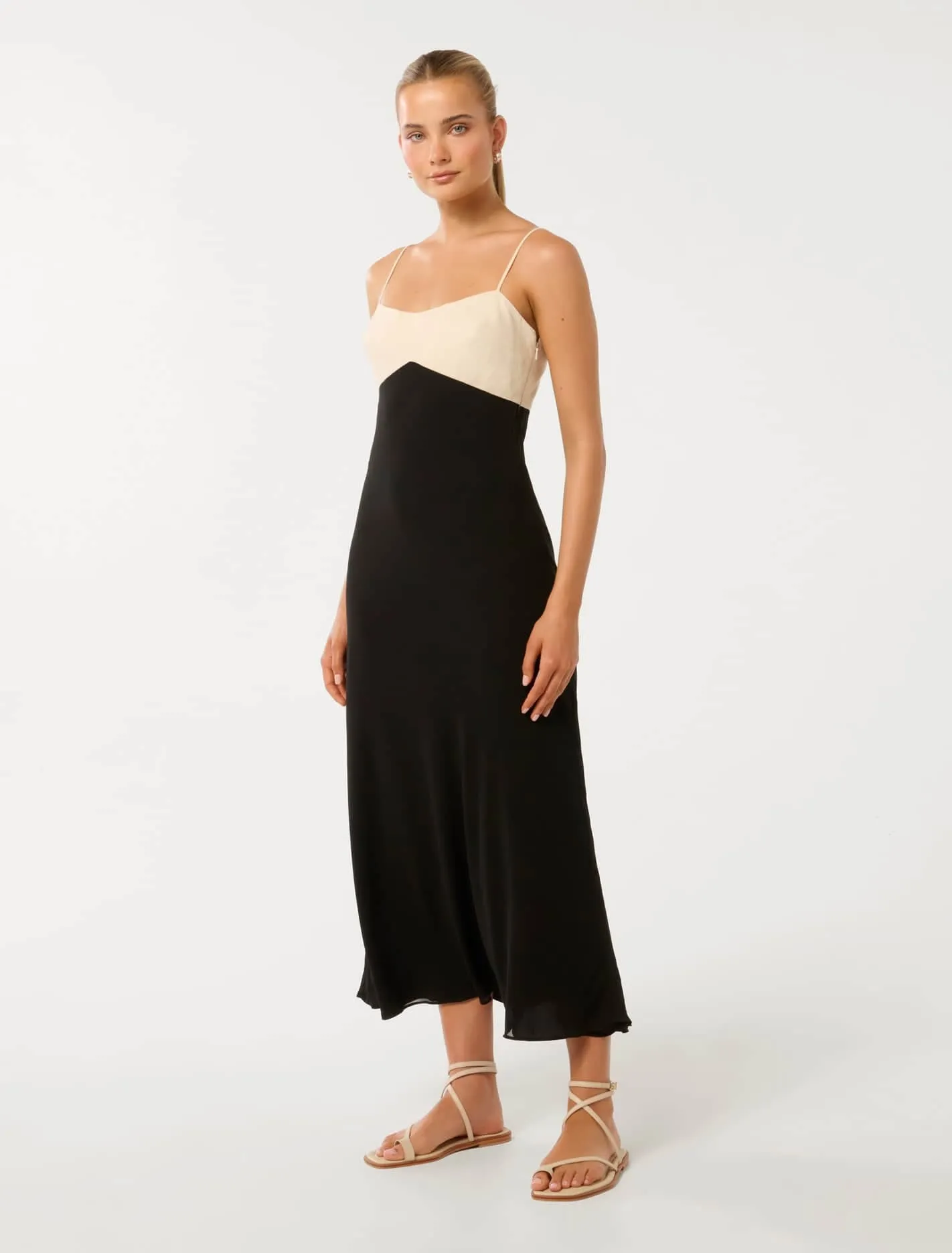 Lucia Colour Block Strappy Midi Dress