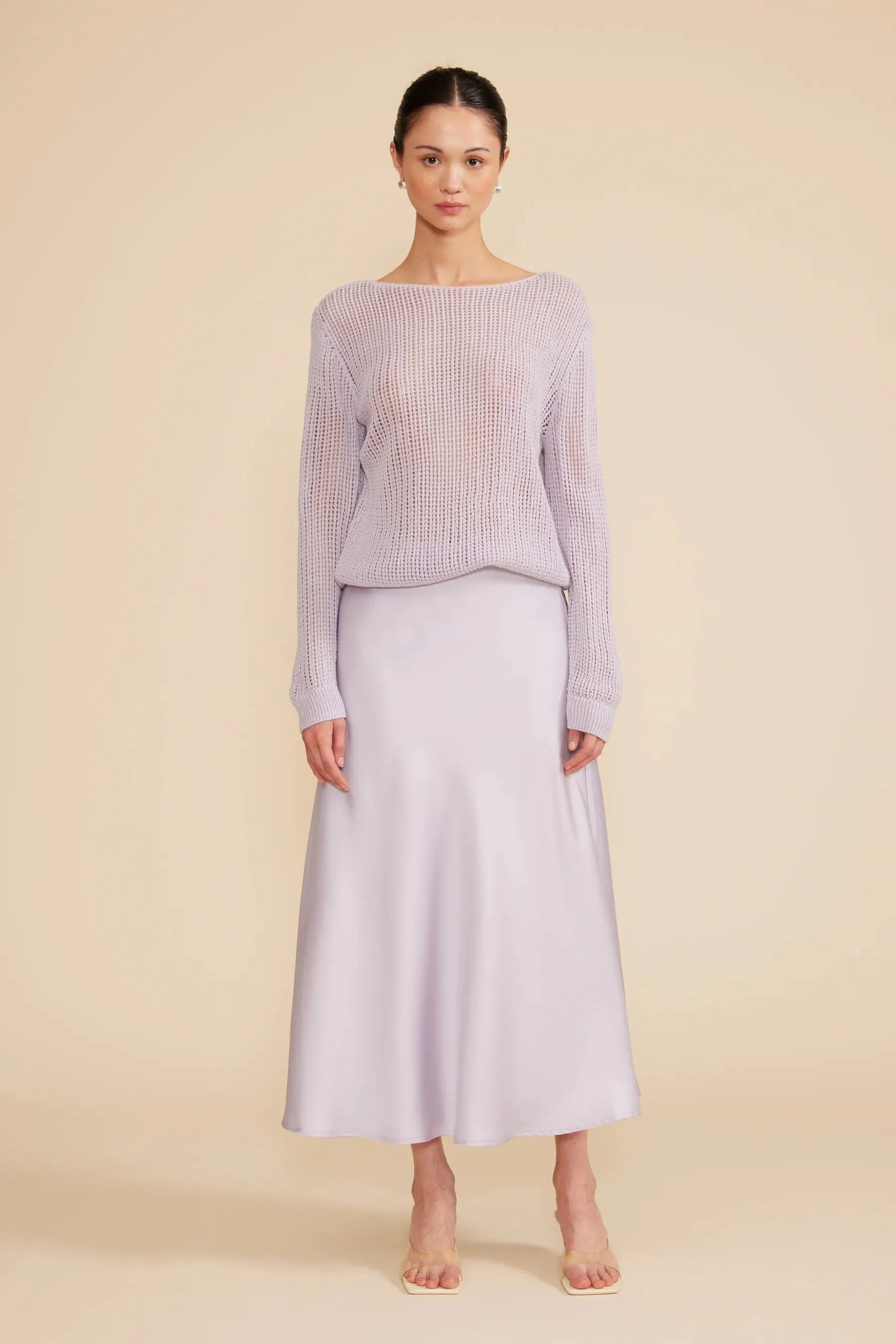 Lucy Paris Lavender Fitz Midi Skirt