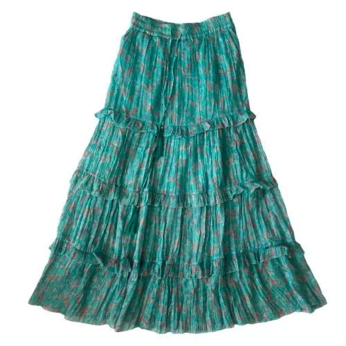 Lurex chiffon tiered skirt