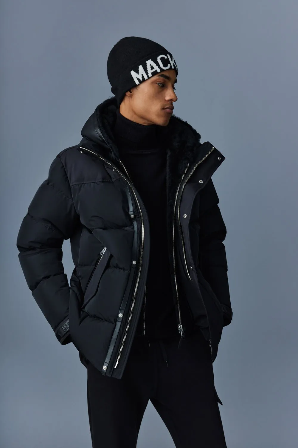 MACKAGE RILEY - Classic Down Jacket With Removable Shearling Bib