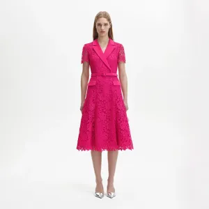 Magenta Lace Midi Dress