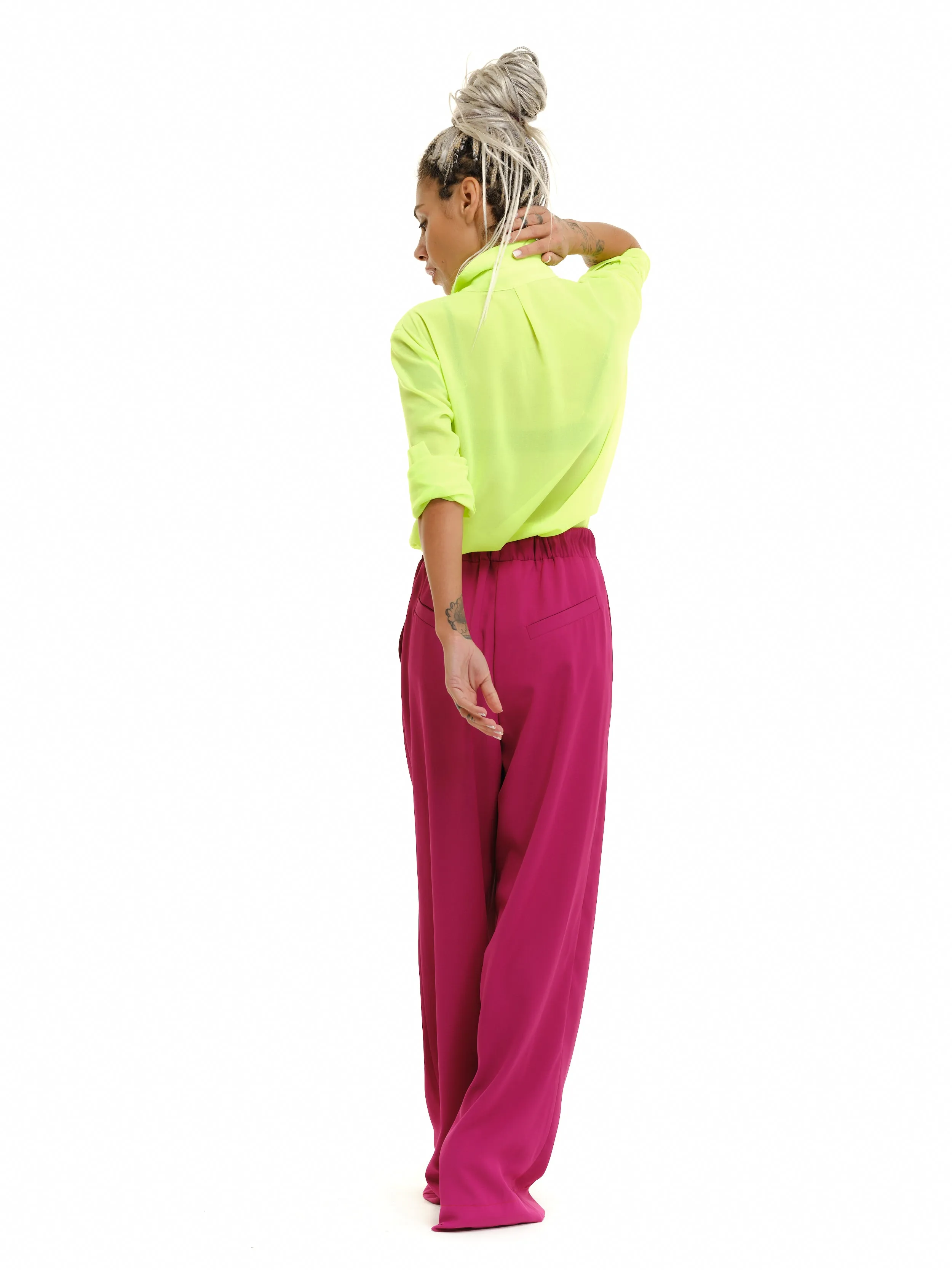 Magenta Wide-Leg Pants