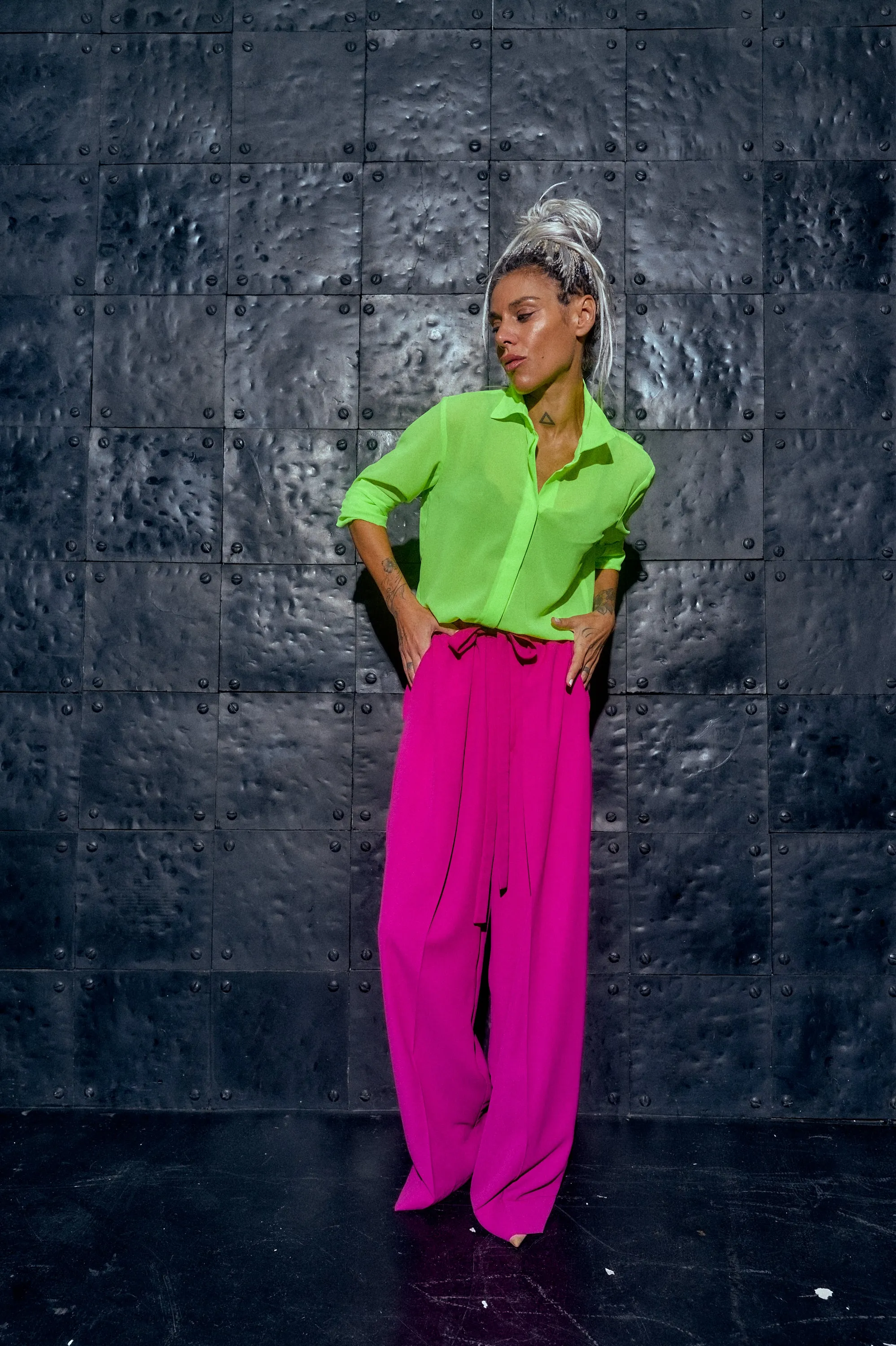 Magenta Wide-Leg Pants