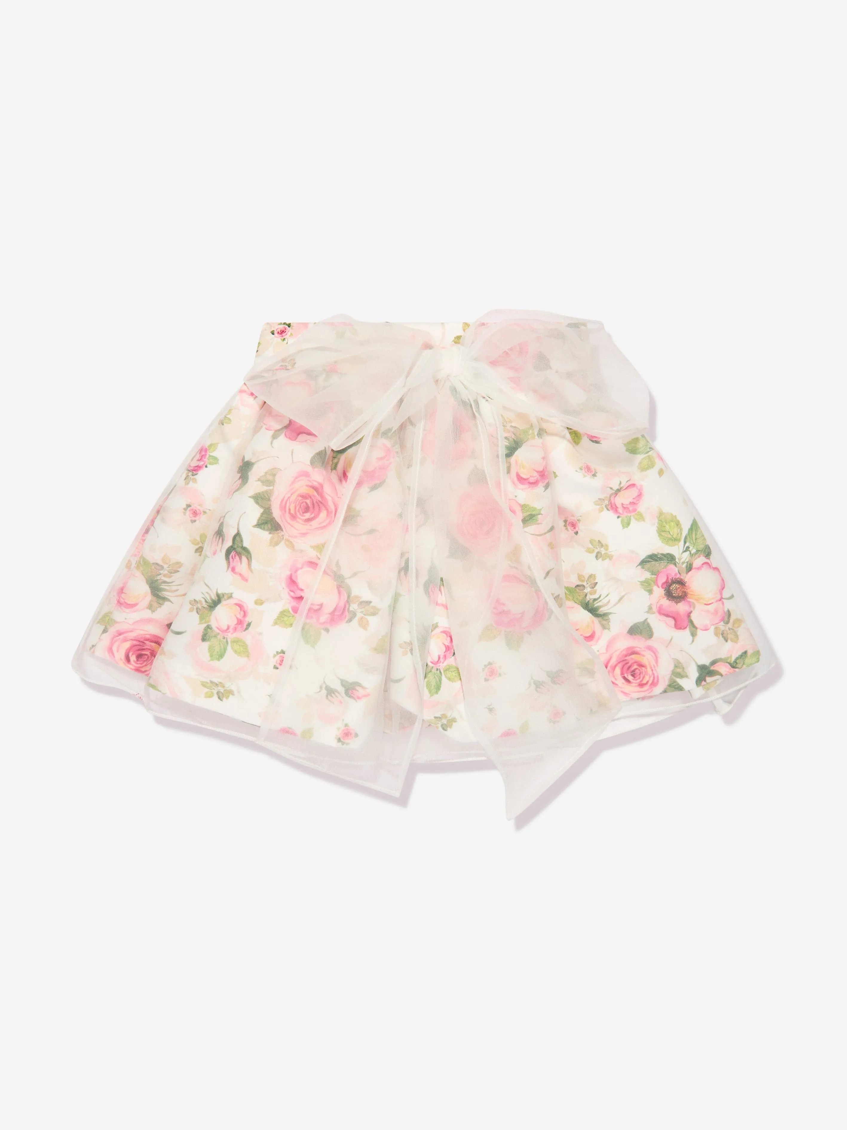 Mama Luma Girls Flower Skirt in White