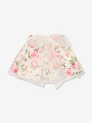 Mama Luma Girls Flower Skirt in White