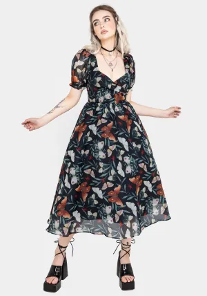 Mariposa Puff Sleeve Organza Midi Dress