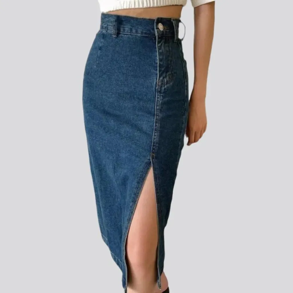 Medium-wash denim skirt
 for women