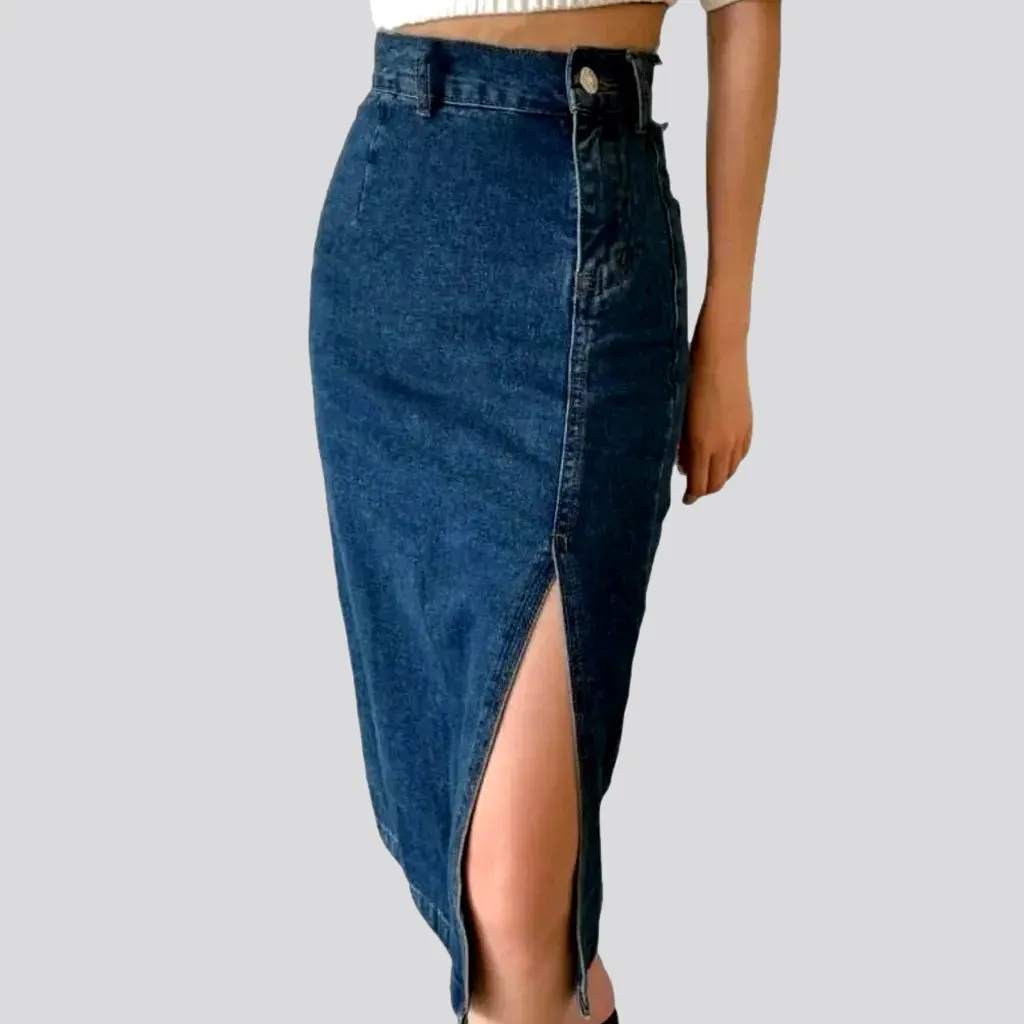 Medium-wash denim skirt
 for women