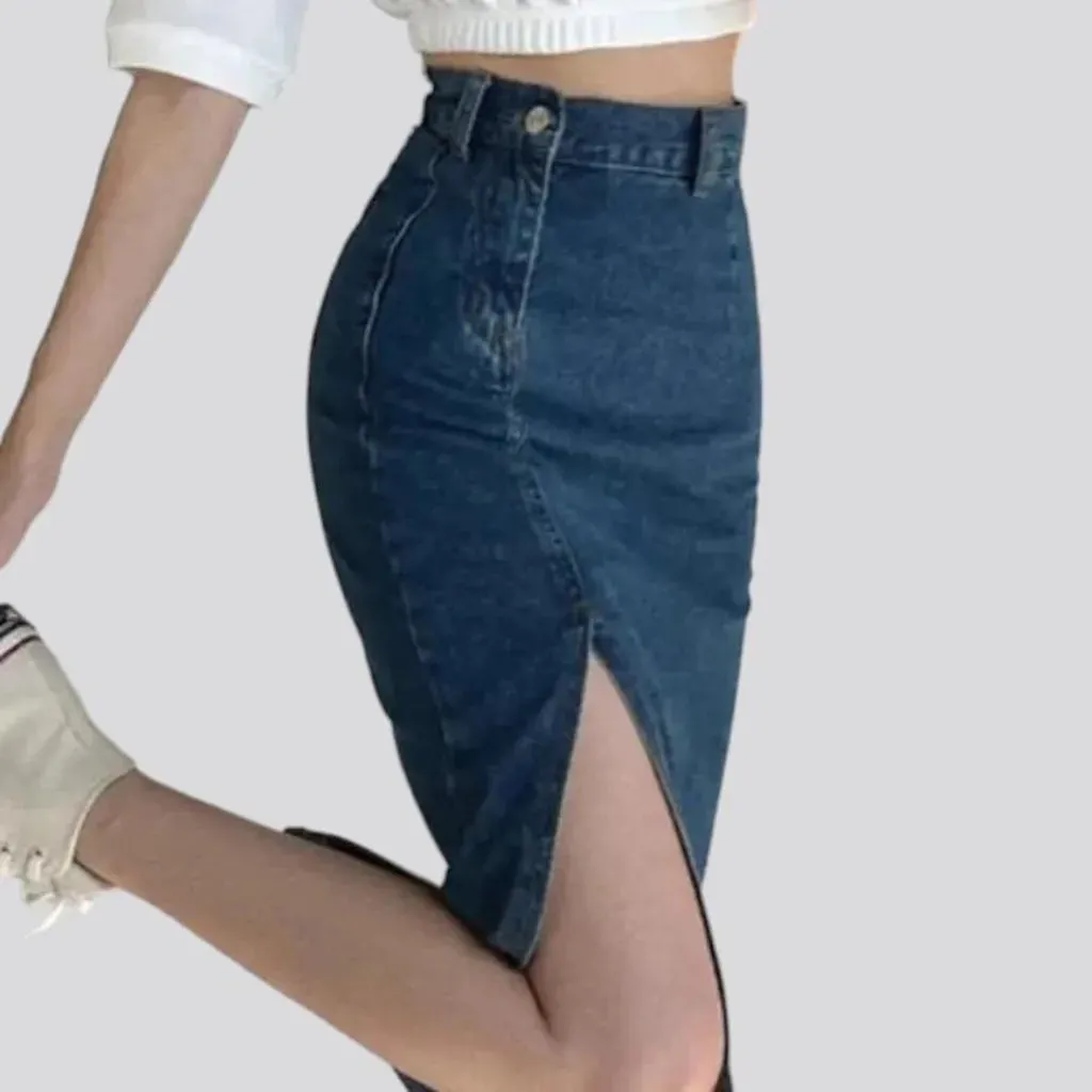 Medium-wash denim skirt
 for women