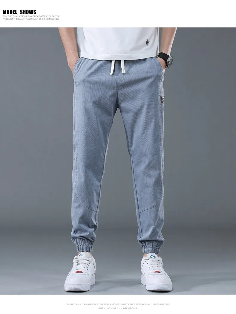 Men summer cargo jeans pants elastic end men trousers