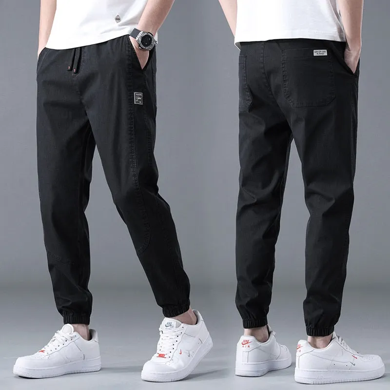 Men summer cargo jeans pants elastic end men trousers