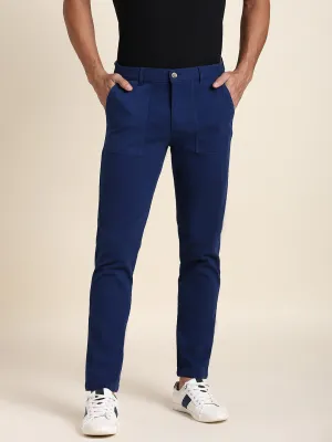 Men's Denim Blue Chino Comfortable Bottomwear With Smart Casual Look