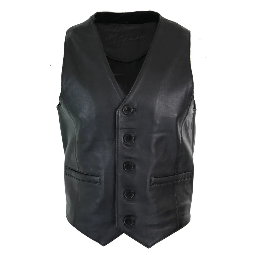 Men's Leather Gilet Waistcoat Classic Black Camel