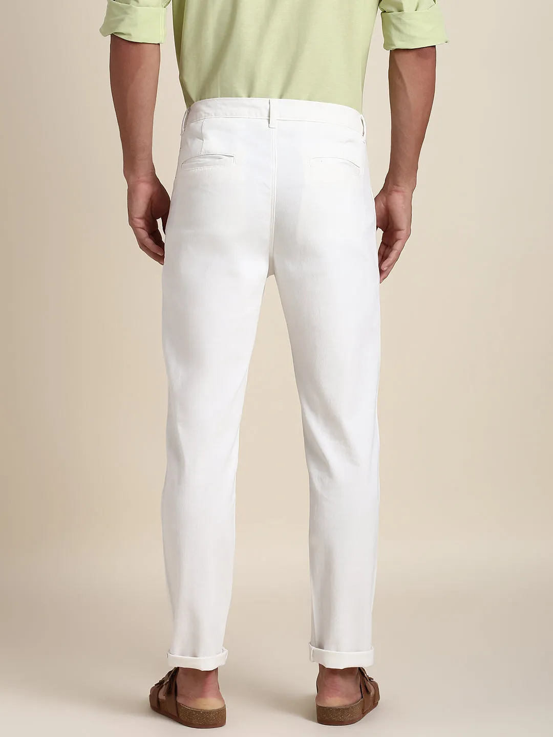 Men's Offwhite Chino Comfortable Bottomwear With Smart Casual Look