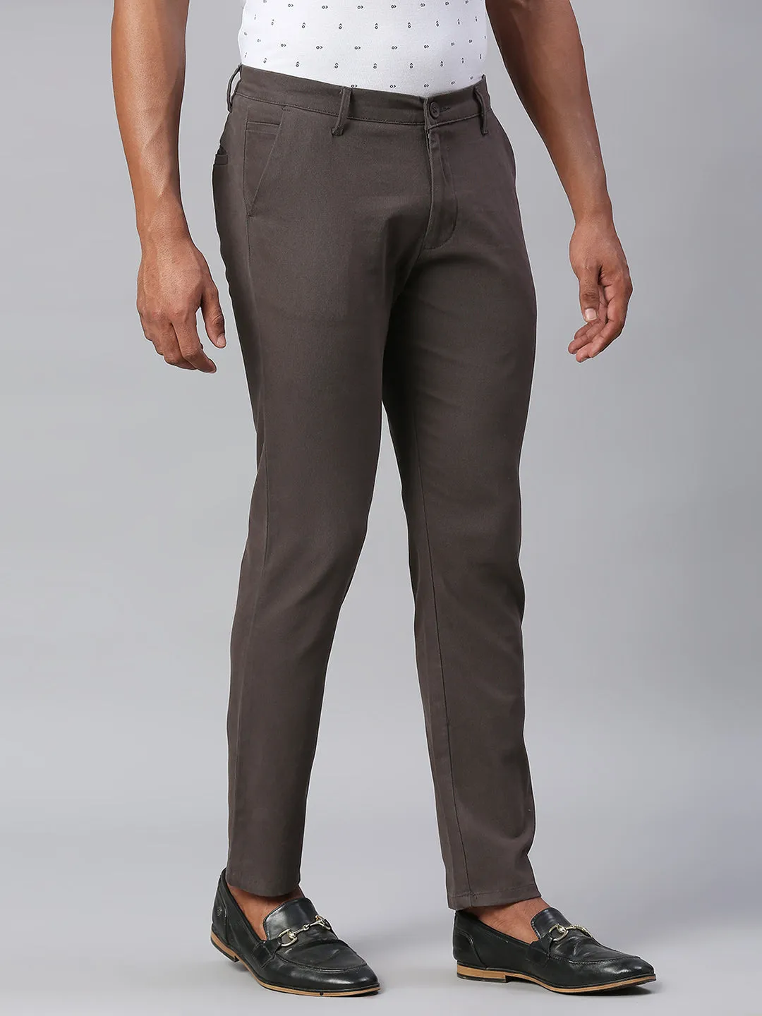 Men's Tapered Fit Cotton Chinos (Dark Grey)