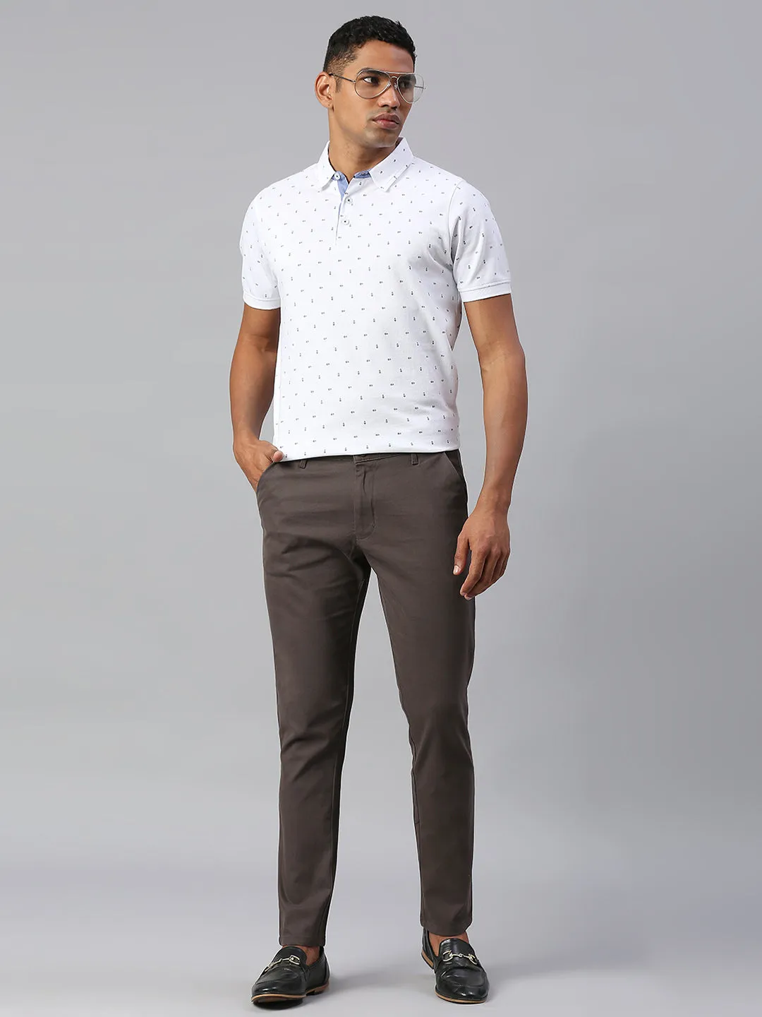 Men's Tapered Fit Cotton Chinos (Dark Grey)