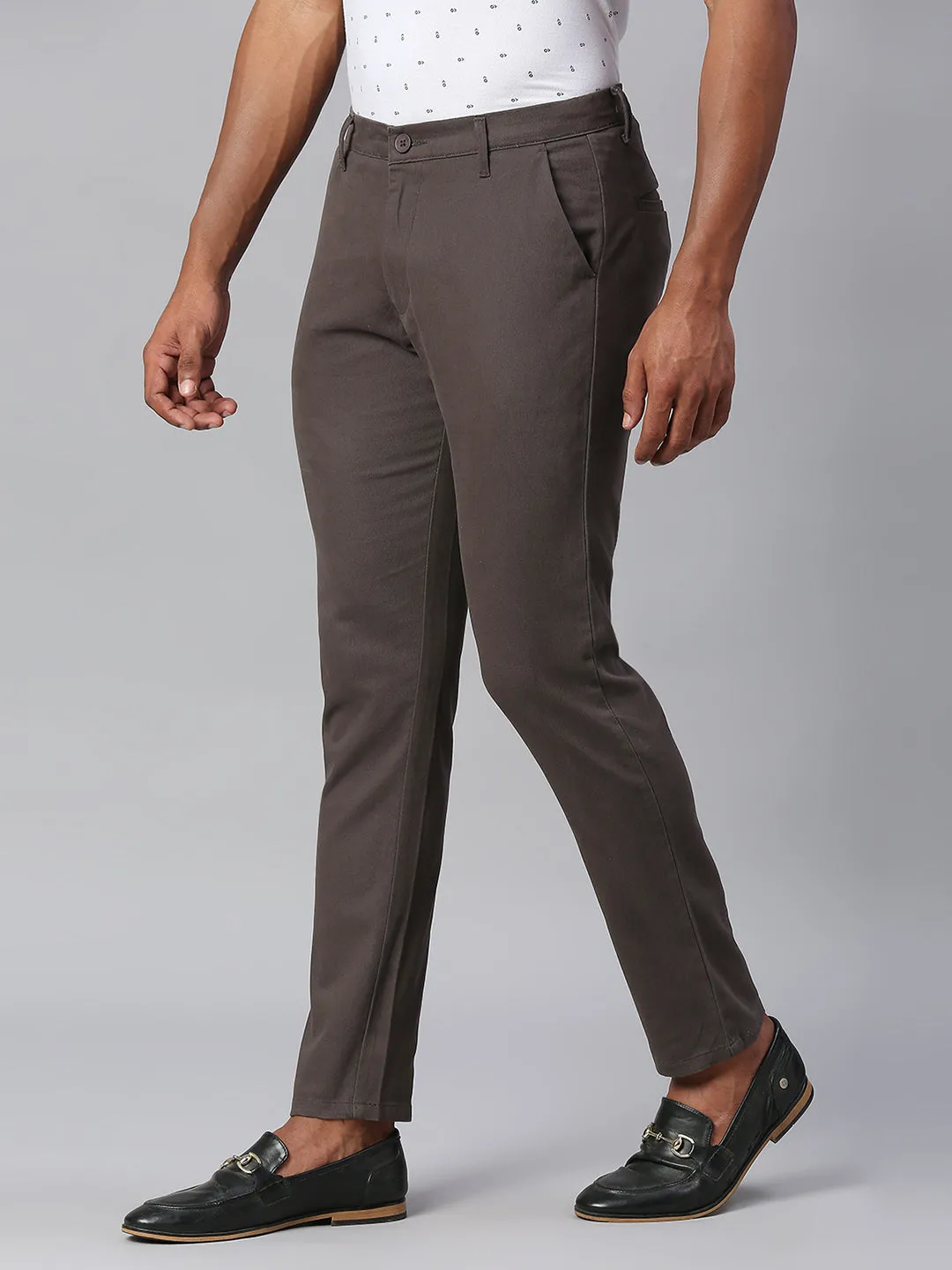 Men's Tapered Fit Cotton Chinos (Dark Grey)