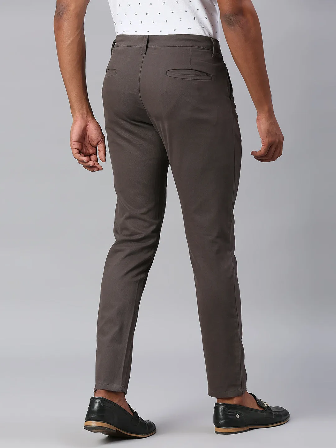 Men's Tapered Fit Cotton Chinos (Dark Grey)