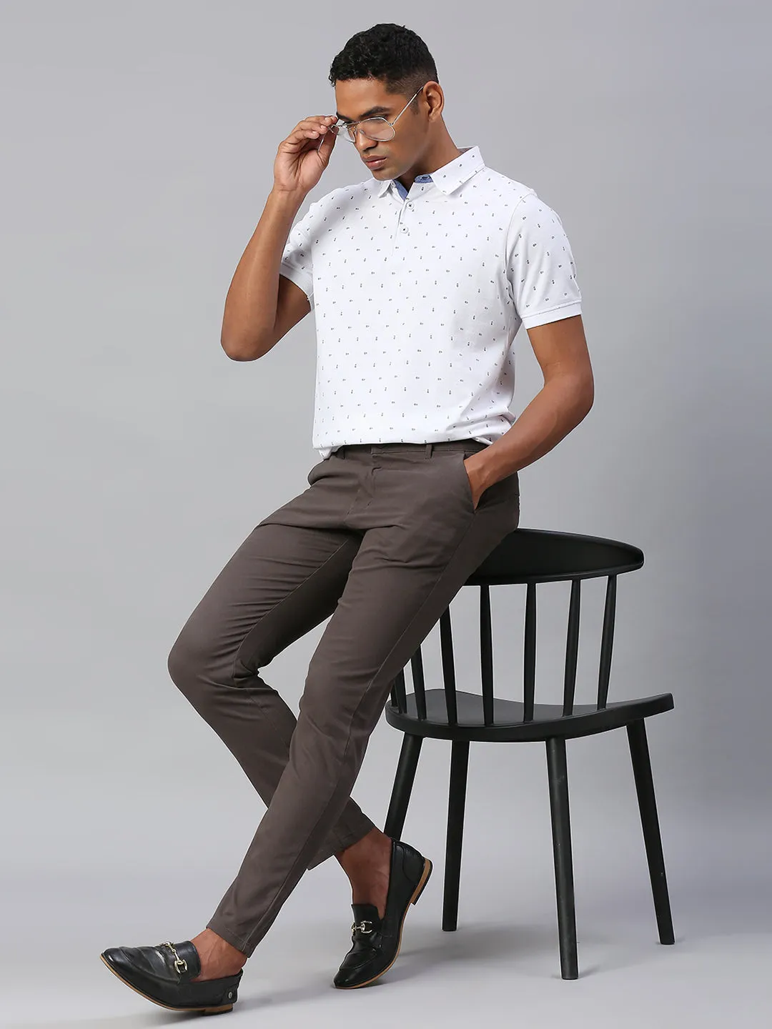 Men's Tapered Fit Cotton Chinos (Dark Grey)