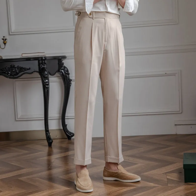 Men's Thin Retro High Waist Pants