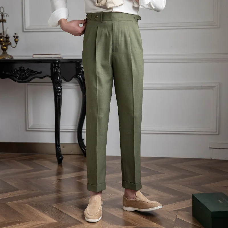 Men's Thin Retro High Waist Pants