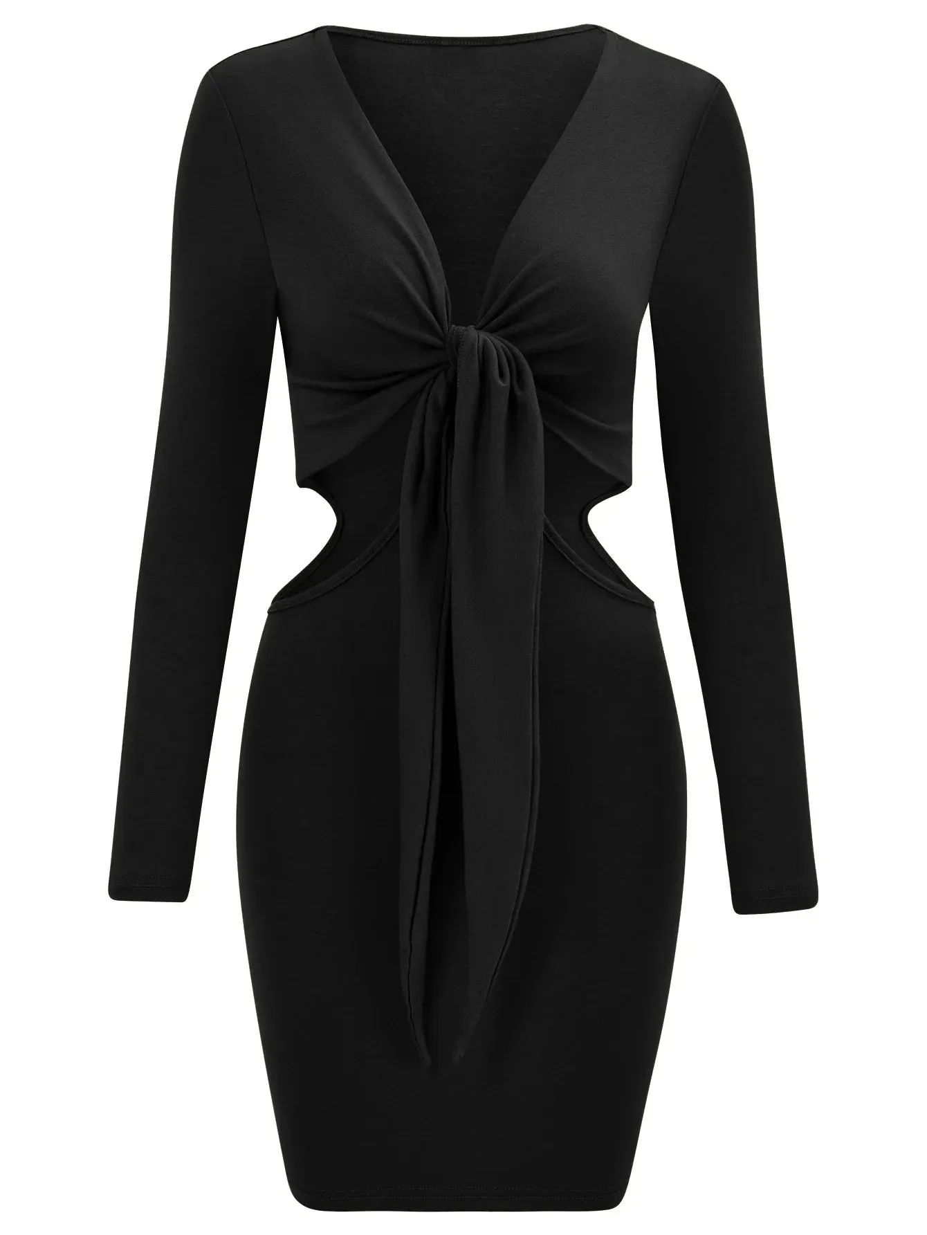 Mid Waist Sexy Split V-Neck Elastic Outfits Solid Midi Dresses