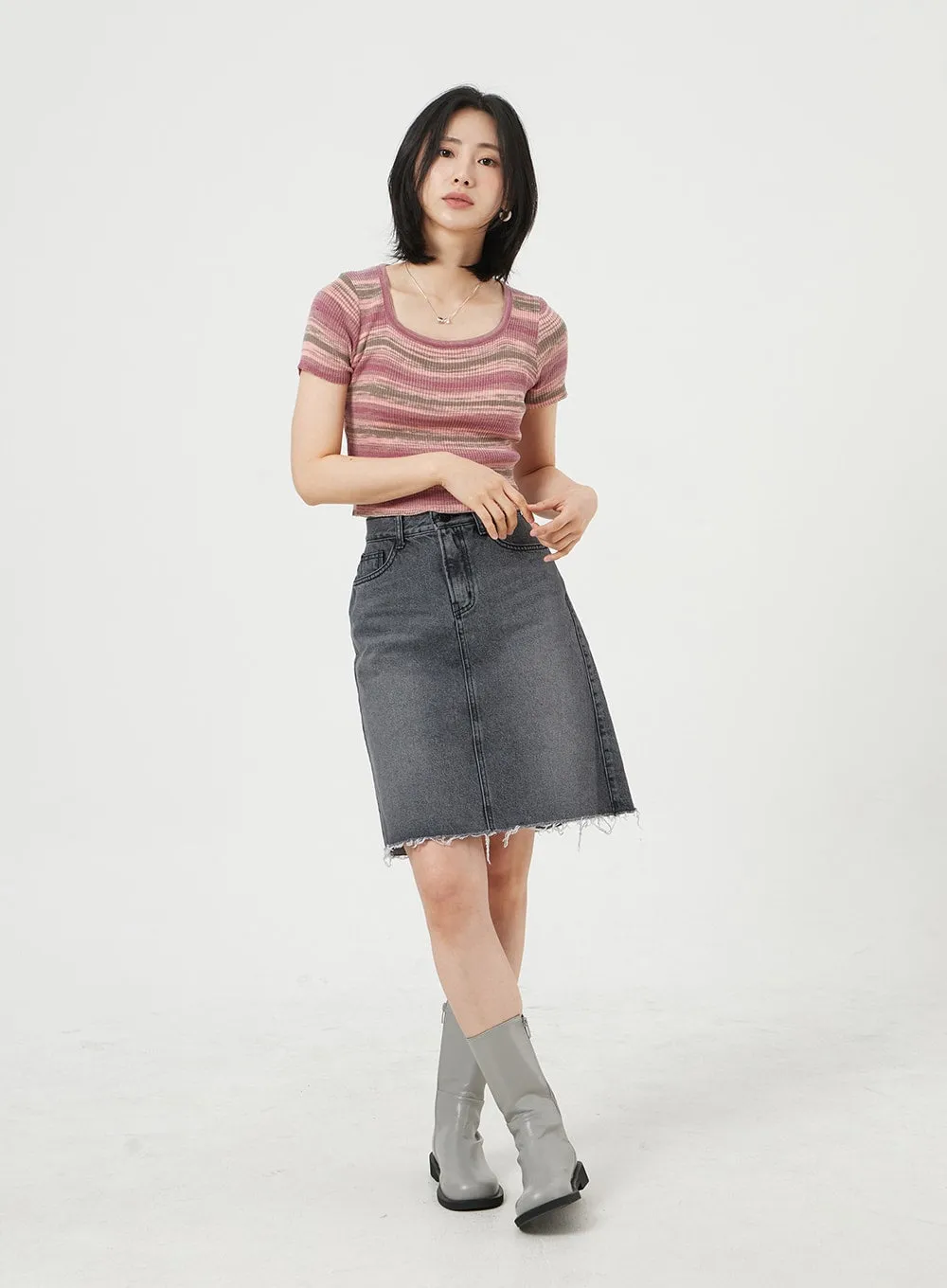 Midi Denim Skirt OM328