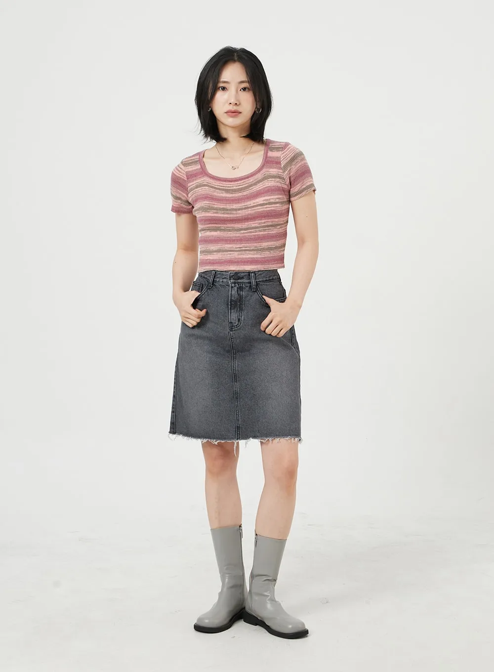 Midi Denim Skirt OM328